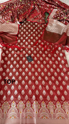 BRIGHT MAROON MASHRU SILK 3 PIECE SUIT