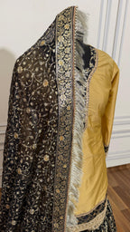 TUSSER BLACK KIMKHAB GHARARA