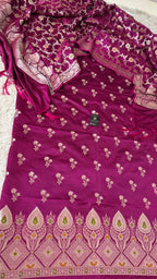 WINE COLOR MASHRU SILK 3 PIECE SUIT