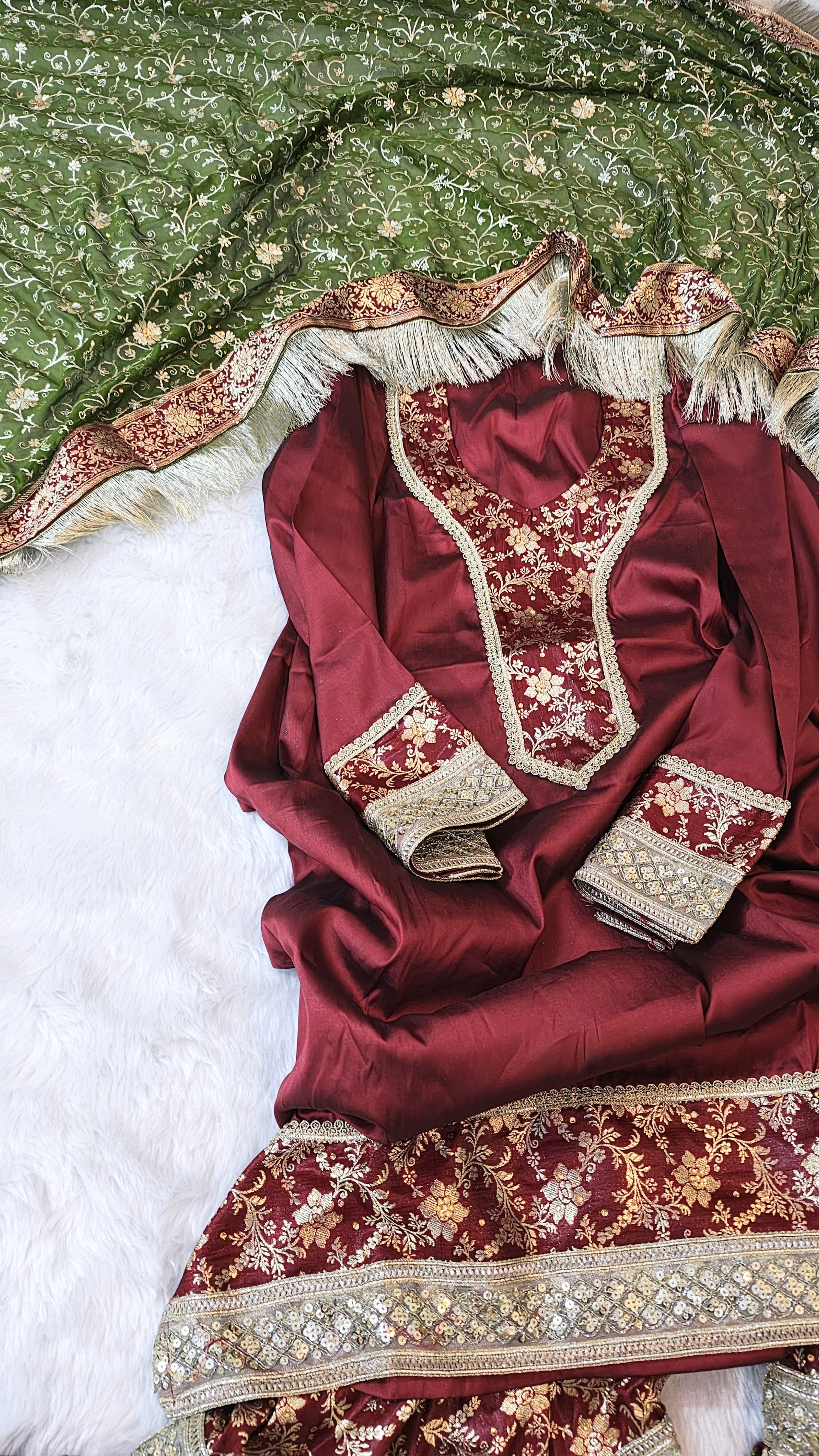 Banarasi Kimkhab and Semi Silk Contrast gharara