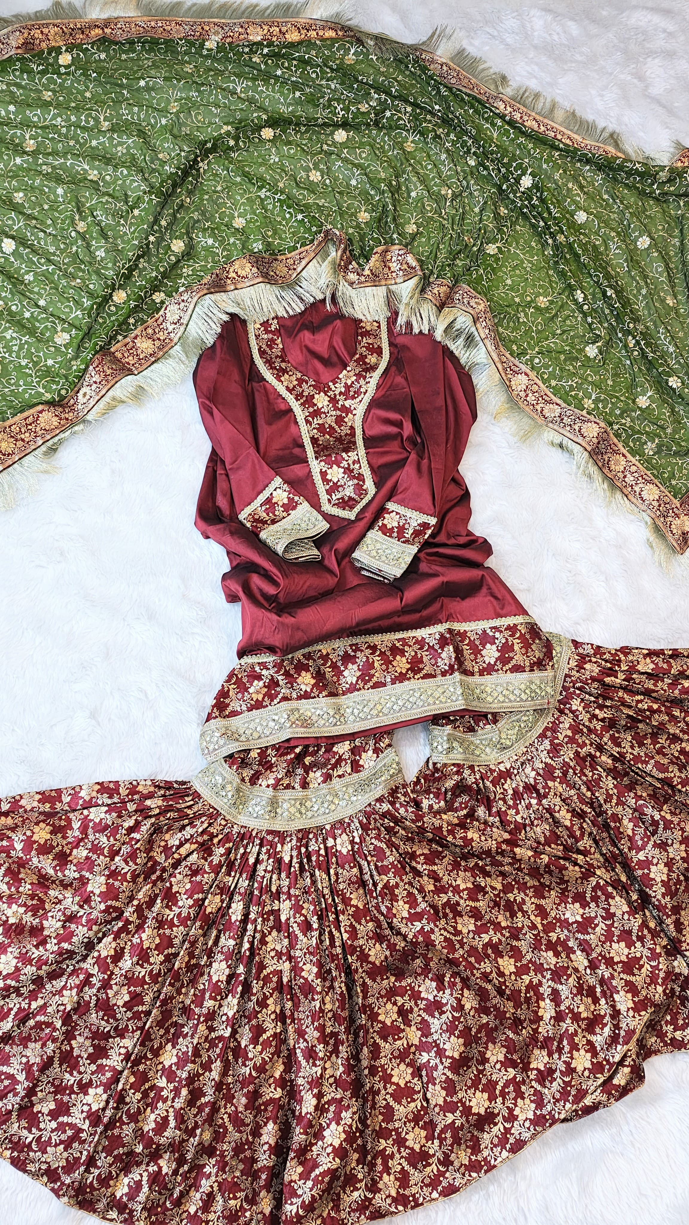 Banarasi Kimkhab and Semi Silk Contrast gharara