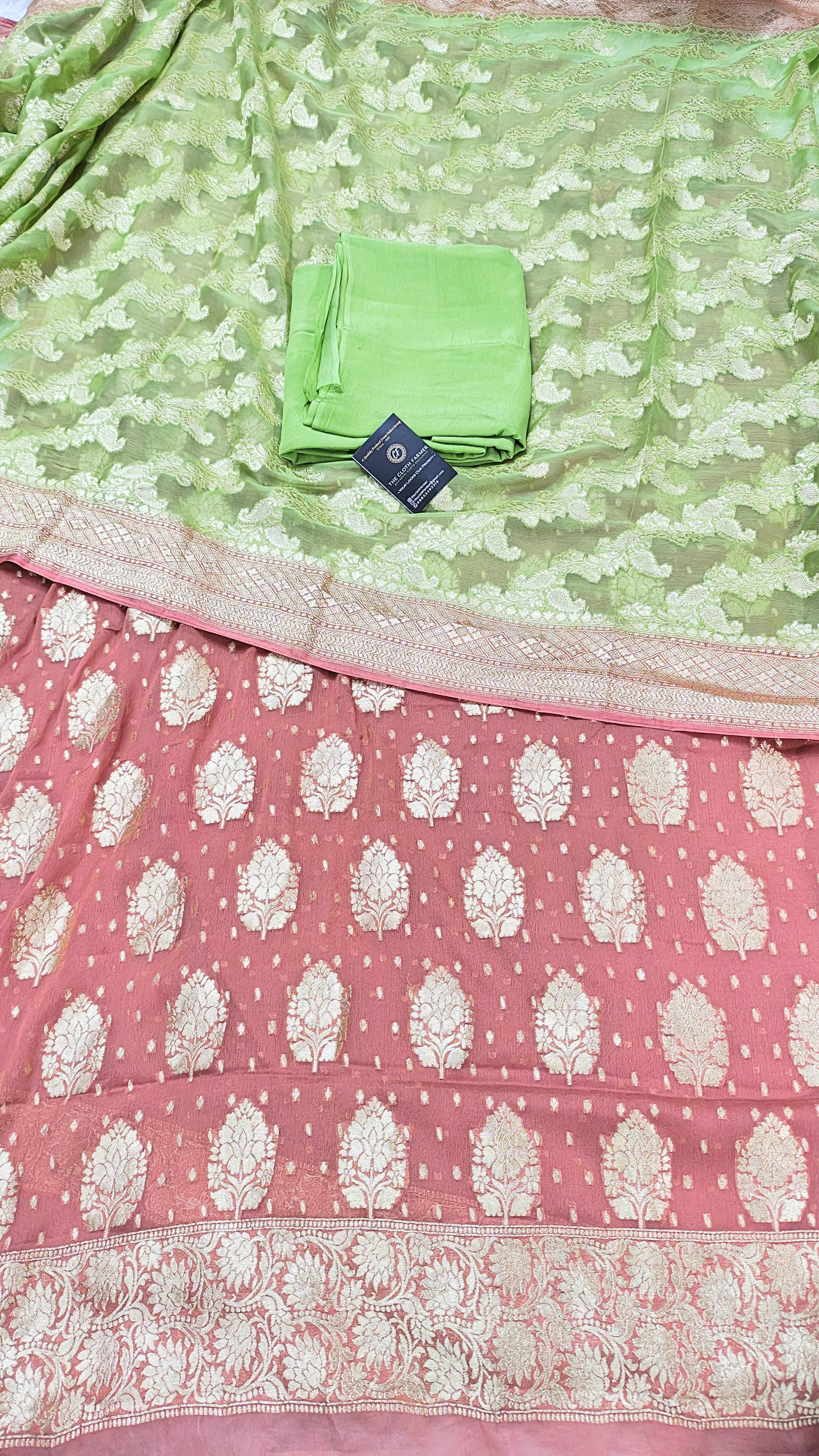 Pastel Peach Pure Khaddi Chiffon Silk 3 Piece Suit