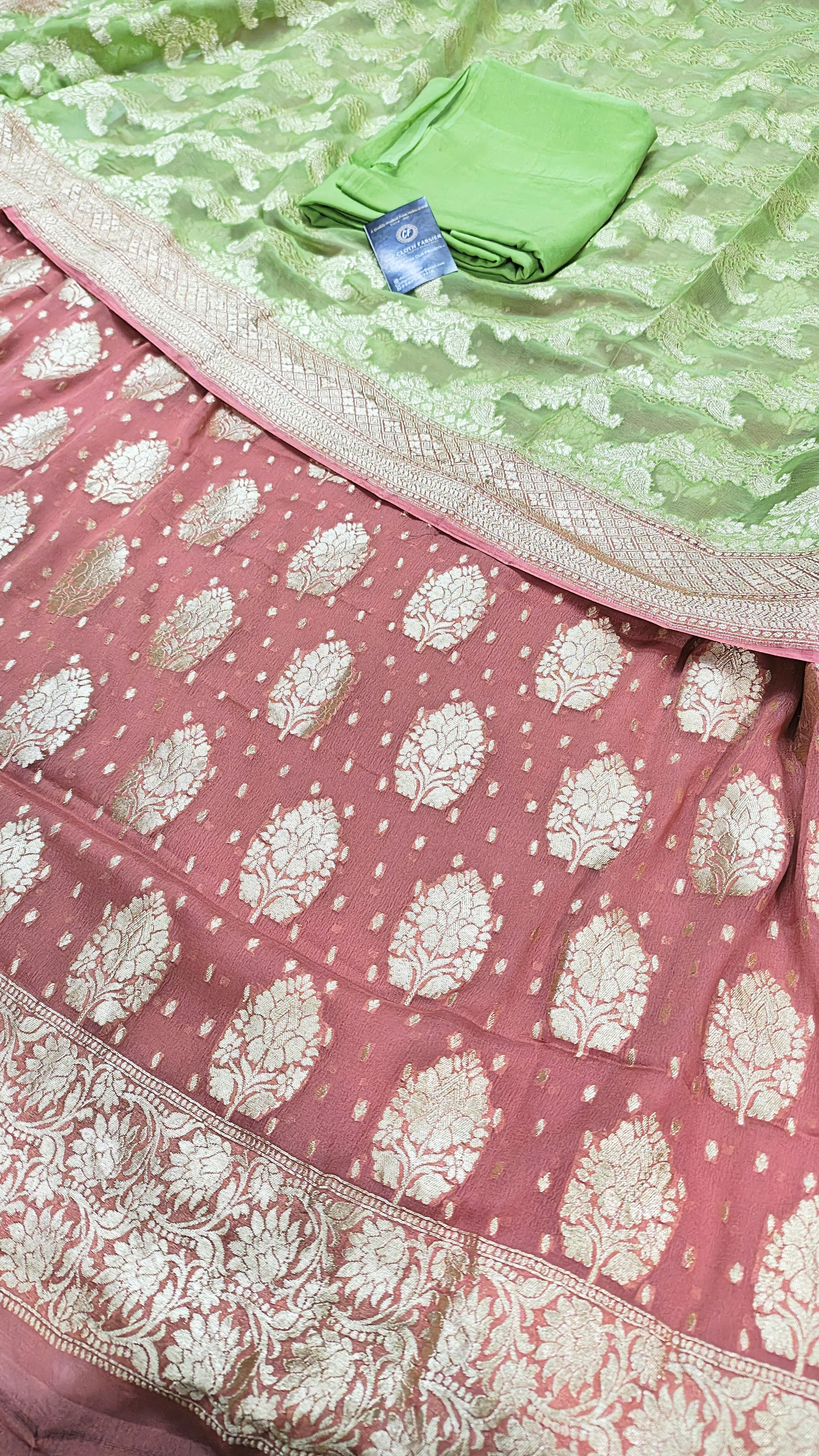 Pastel Peach Pure Khaddi Chiffon Silk 3 Piece Suit