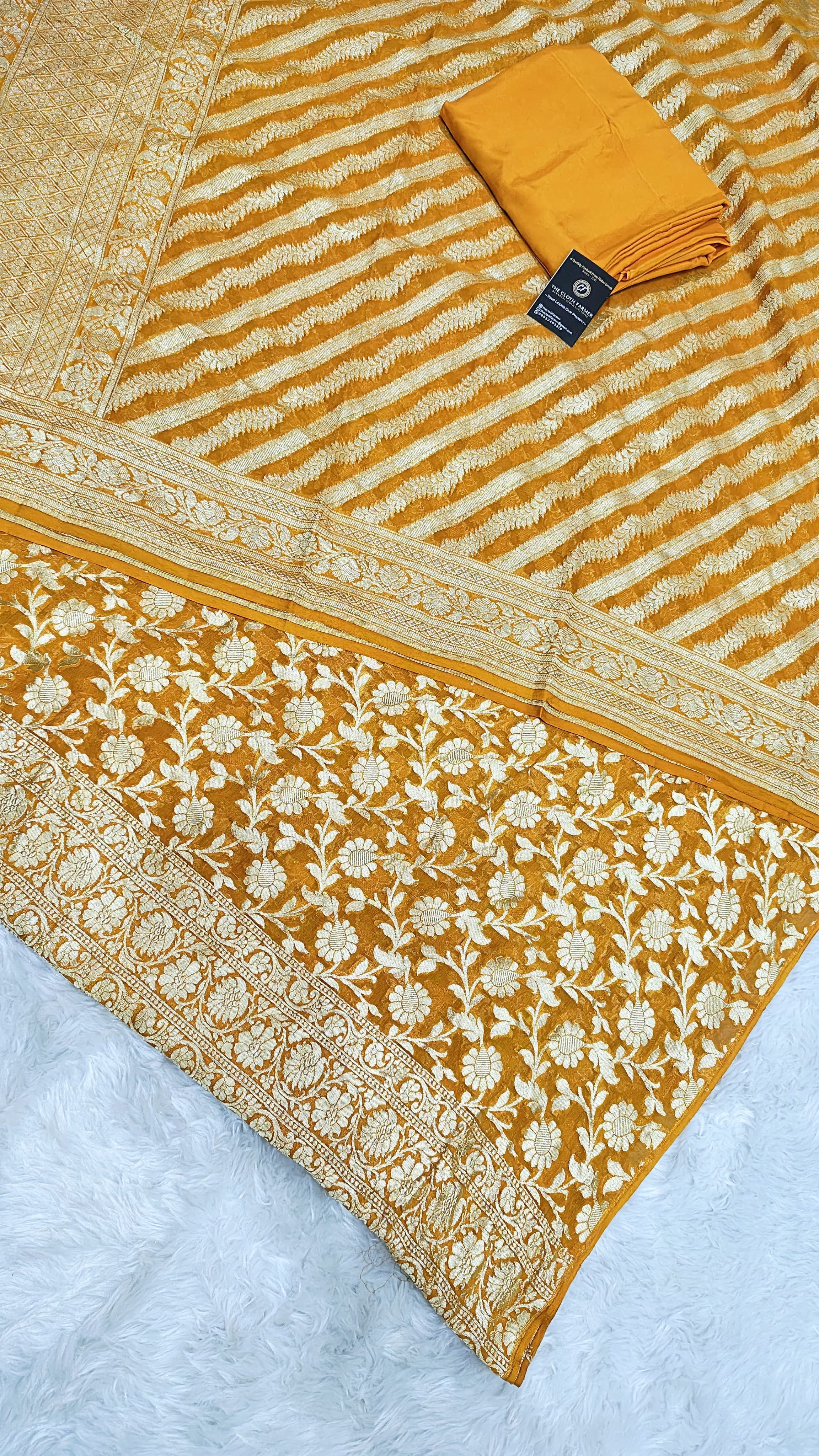 Mustard Yellow Pure Khaddi Chiffon Silk 3 Piece Suit