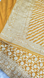 Mustard Yellow Pure Khaddi Chiffon Silk 3 Piece Suit