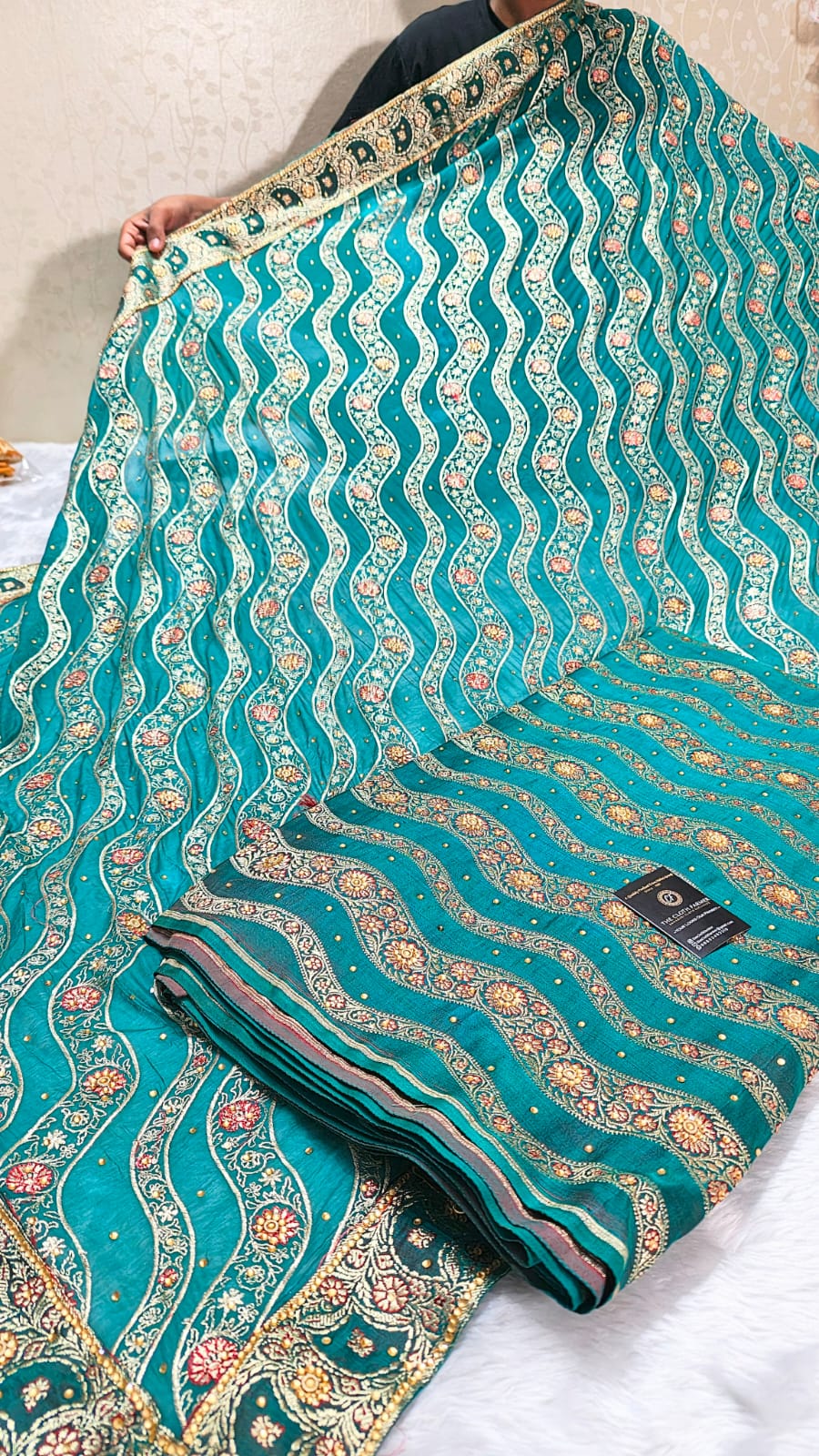 Dark Pine Green Zig Zag 2 Mashru Silk Banarasi Gharara