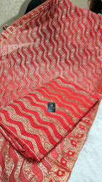Strawberry Zig Zag 2 Mashru Silk Banarasi Gharara