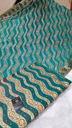 Dark Pine Green Zig Zag 2 Mashru Silk Banarasi Gharara