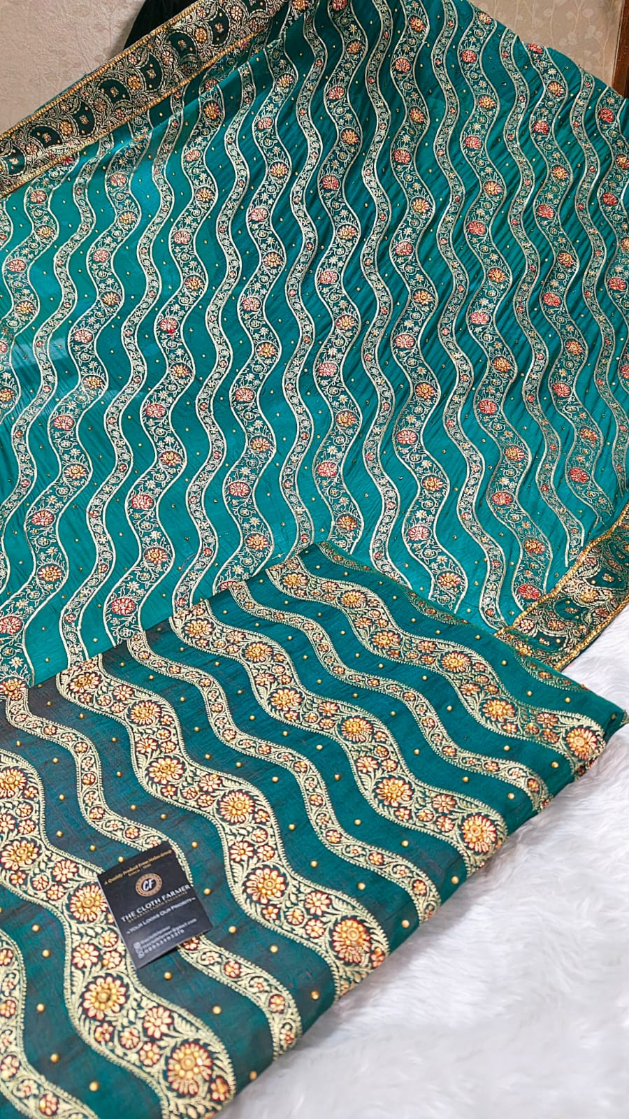 Dark Pine Green Zig Zag 2 Mashru Silk Banarasi Gharara