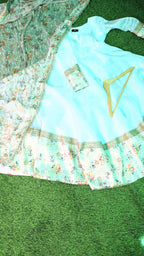 Contrast White and Off White Banarasi Printed Gown