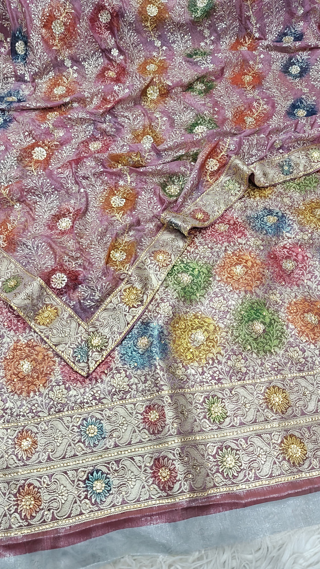 Taffy Pink Banarasi Kimkhab Silk 3 Piece Suit