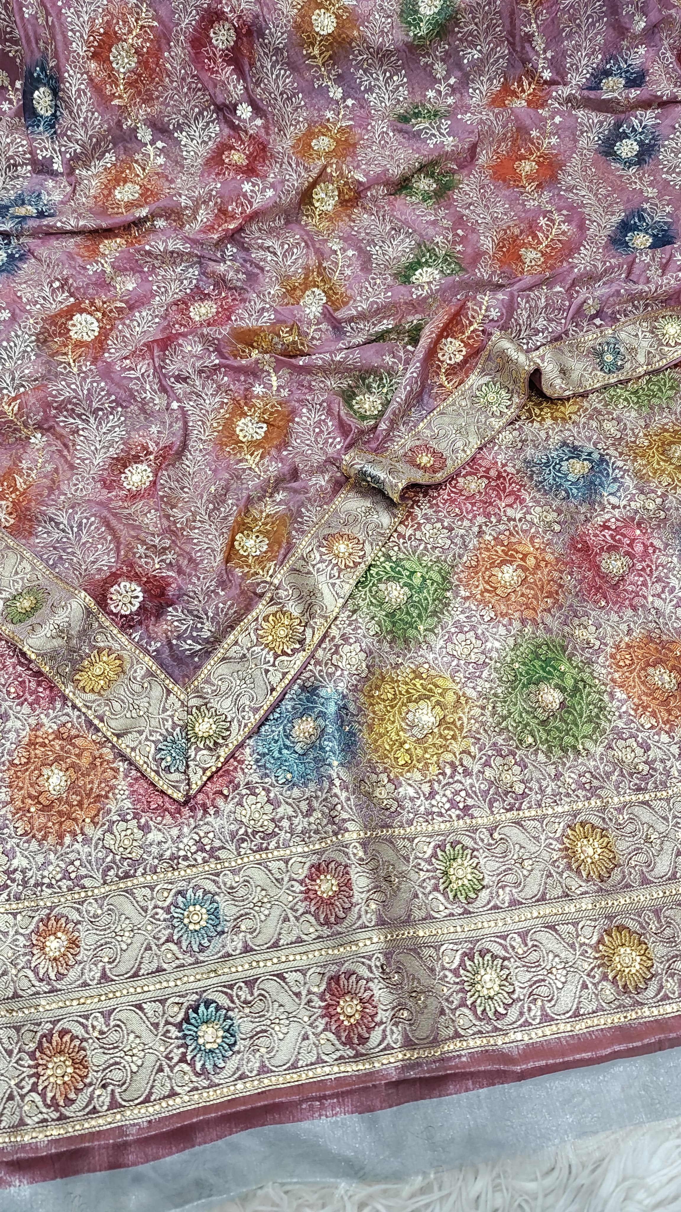 Taffy Pink Banarasi Kimkhab Silk 3 Piece Suit
