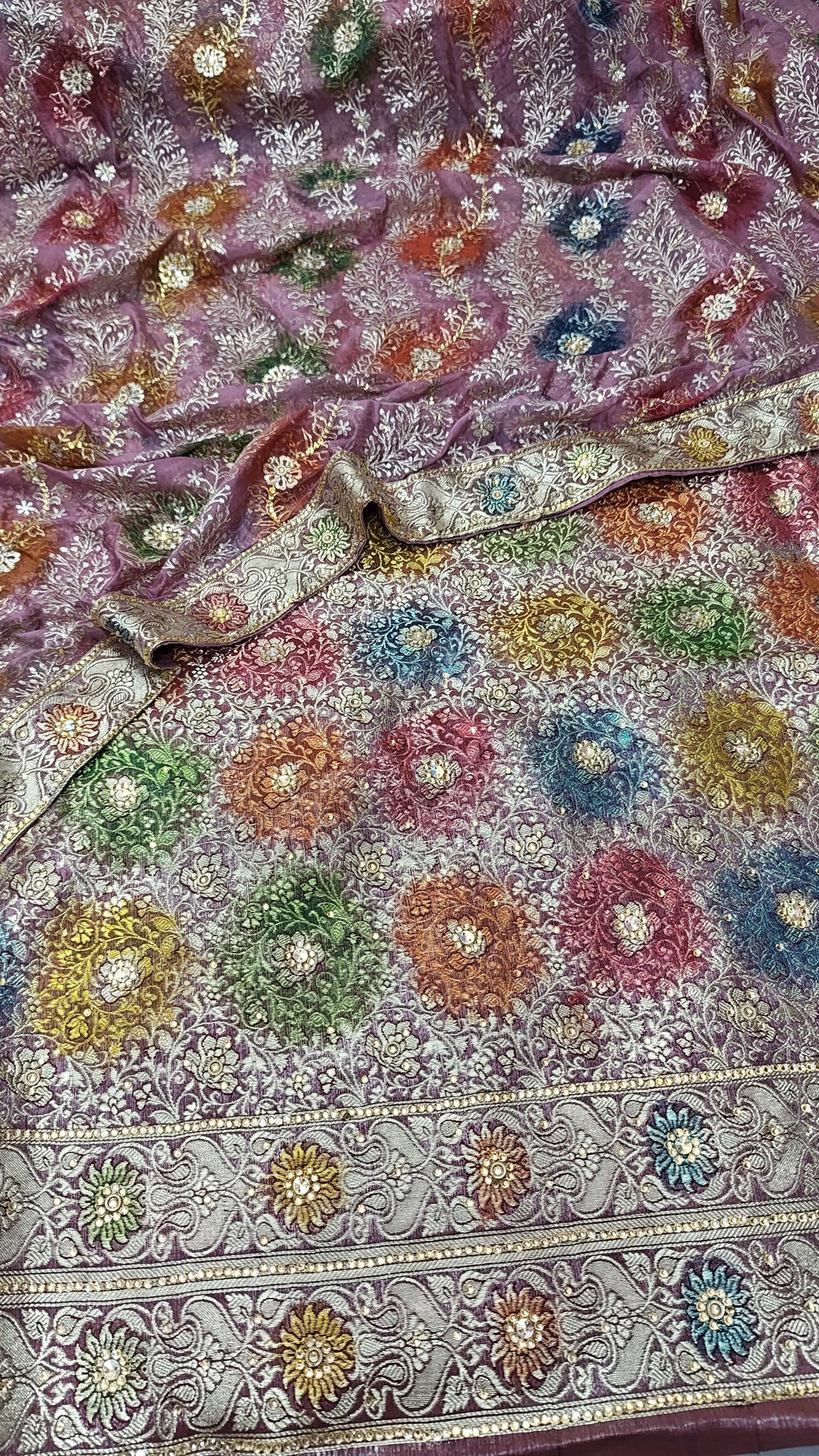 Taffy Pink Banarasi Kimkhab Silk 3 Piece Suit