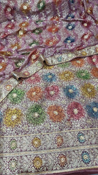 Taffy Pink Banarasi Kimkhab Silk 3 Piece Suit