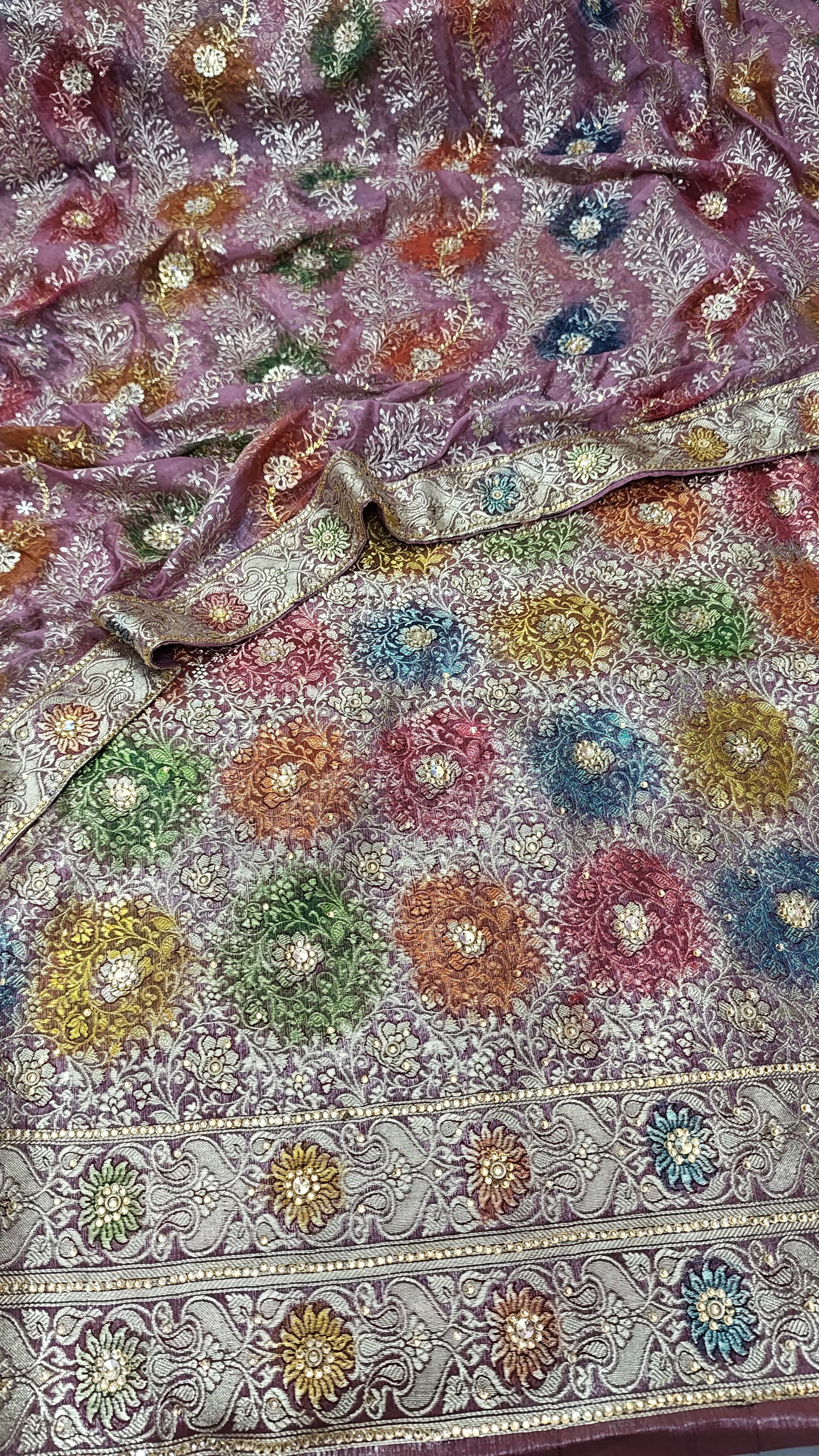 Taffy Pink Banarasi Kimkhab Silk 3 Piece Suit