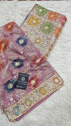 Taffy Pink Banarasi Kimkhab Silk 3 Piece Suit