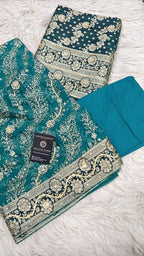 Viridian green banarsi kimkhab 3 piece suit