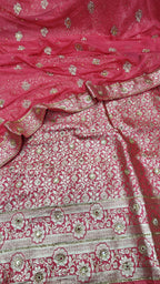 Strawberry Banarasi Kimkhab Silk 3 Piece Suit