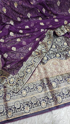 Violet Purple Banarasi Kimkhab Silk 3 Piece Suit