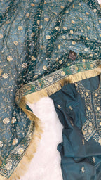 KIMKHAB GHARARA  WITH EMBROIDERED KURTI