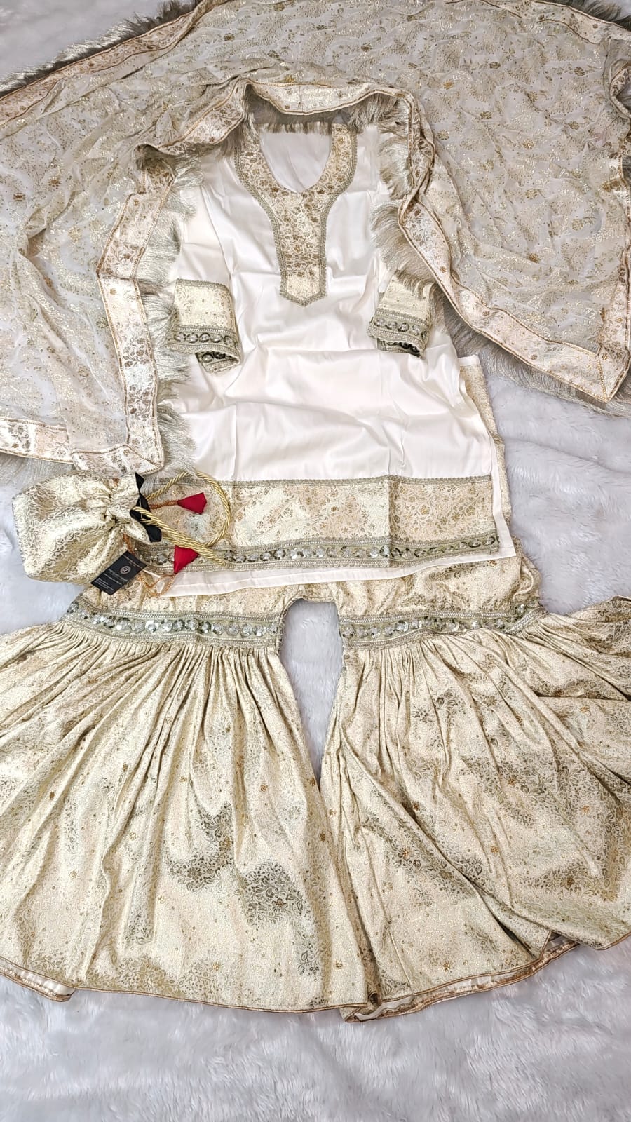 OFF WHITE KIMKHAB GHARARA