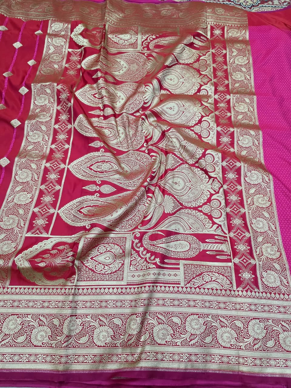RAANI PINK MASHRU SILK SAREE WITH BOOTI AND TANCHUI PATTERS