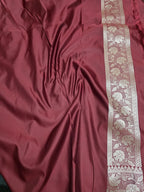 DARK MAROON MASHRU SILK SAREE WITH FLORAL BOOTI PATTERN