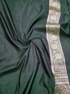 BOTTLE GREEN MASHRU SILK SAREE WITH BOOTI AND TANCHUI PATTERN
