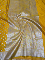 GOLDEN YELLOW MASHRU SILK SAREE WITH BOOTI MOTIF