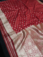BLOOD MAROON MASHRU SILK SAREE WITH BOOTI MOTIF