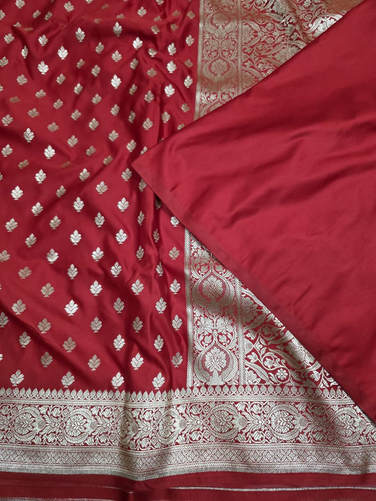 BLOOD MAROON MASHRU SILK SAREE WITH BOOTI MOTIF