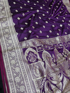 DARK PURPLE MASHRU SILK SAREE WITH BOOTI AND TANCHUI PATTERN