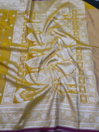 LIGHT DIJON YELLOW MASHRU SILK SAREE WITH BOOTI AND TANCHUI PATTERN