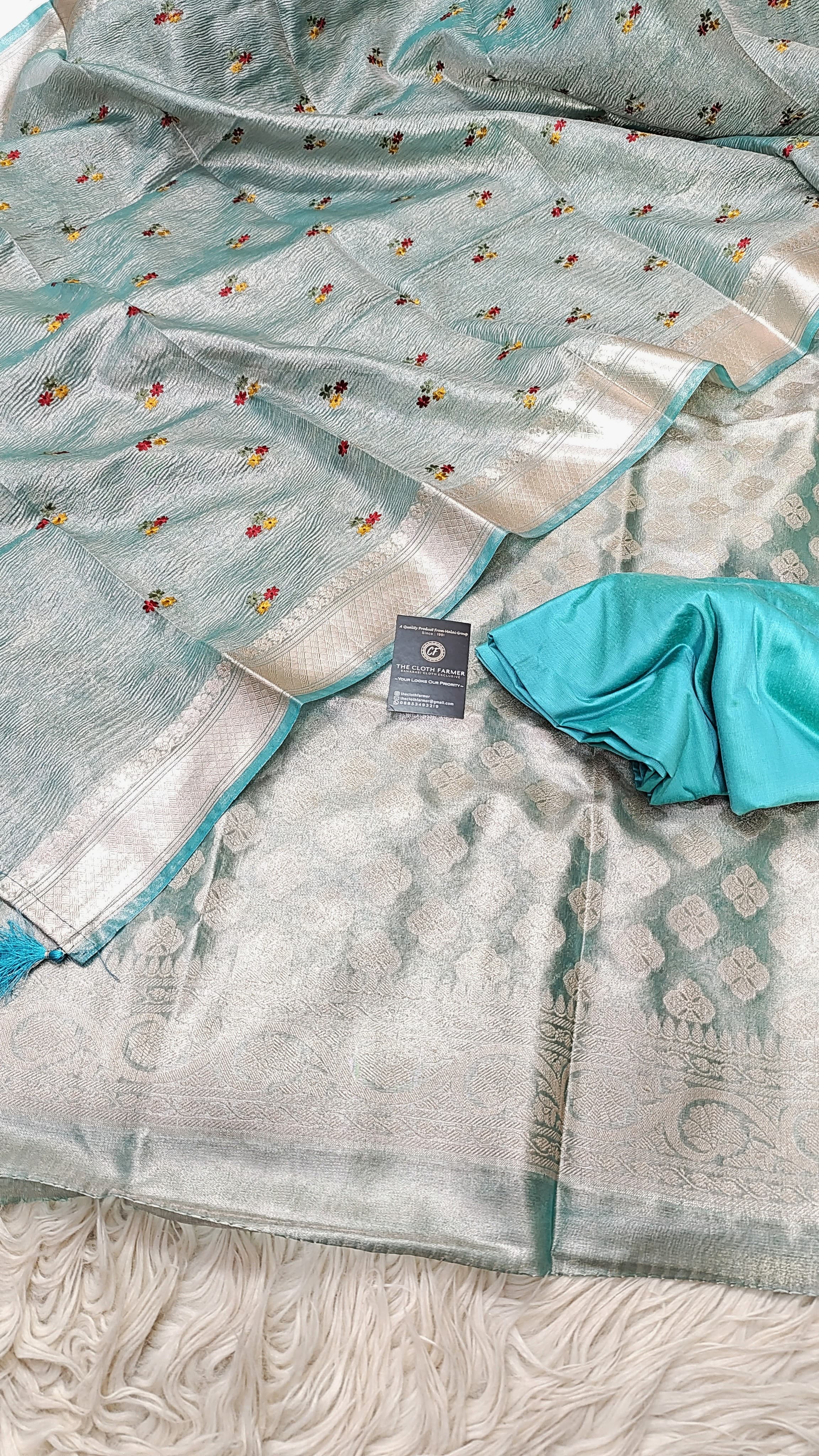 PASTLE FIROZI TISSUE 3 PIECE SUIT WITH CRUSH MEENA DUPATTA