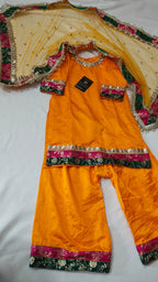 MUSTARD SUIT PLAZO WITH CONTRAST BORDER