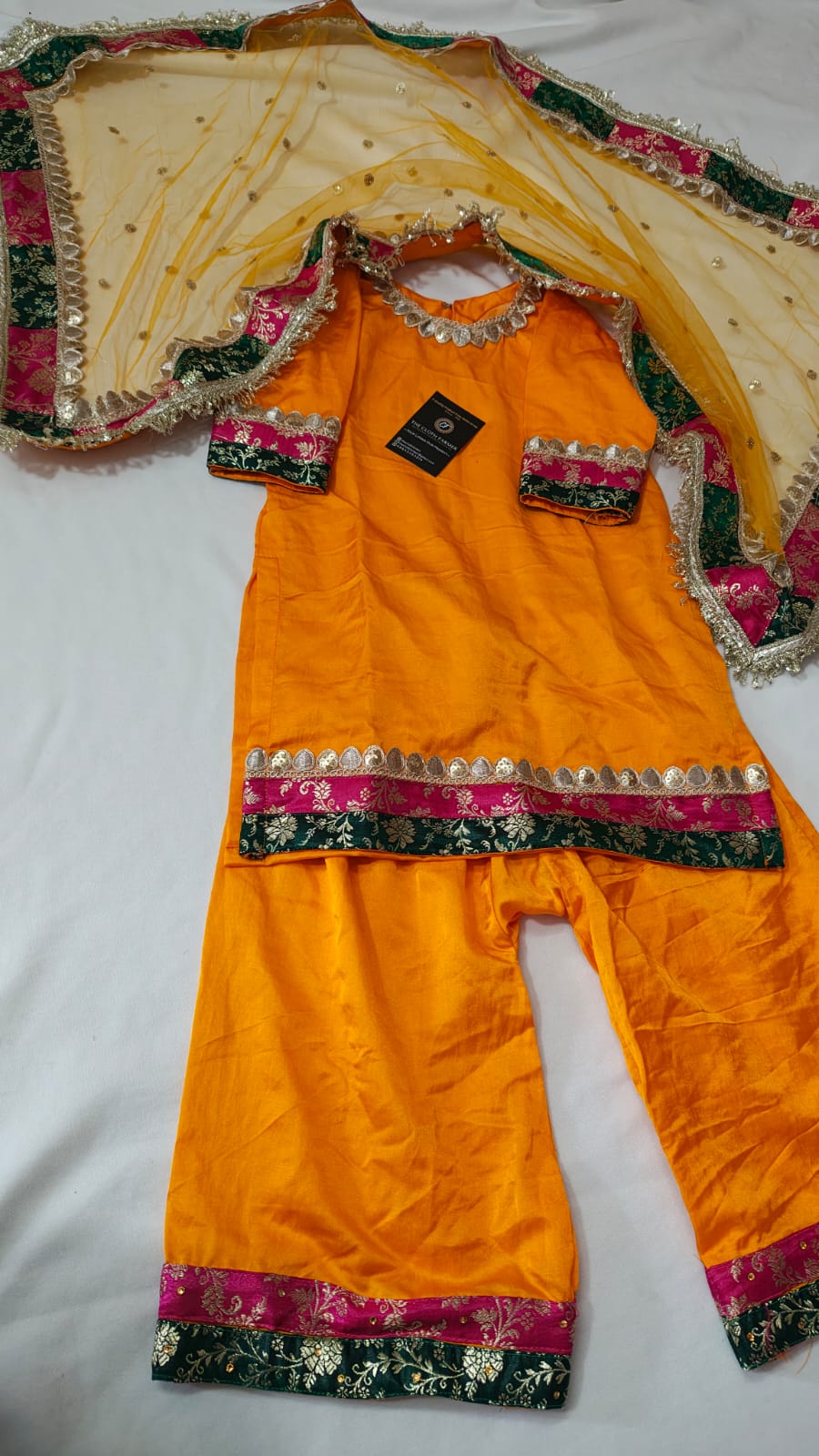 MUSTARD SUIT PLAZO WITH CONTRAST BORDER
