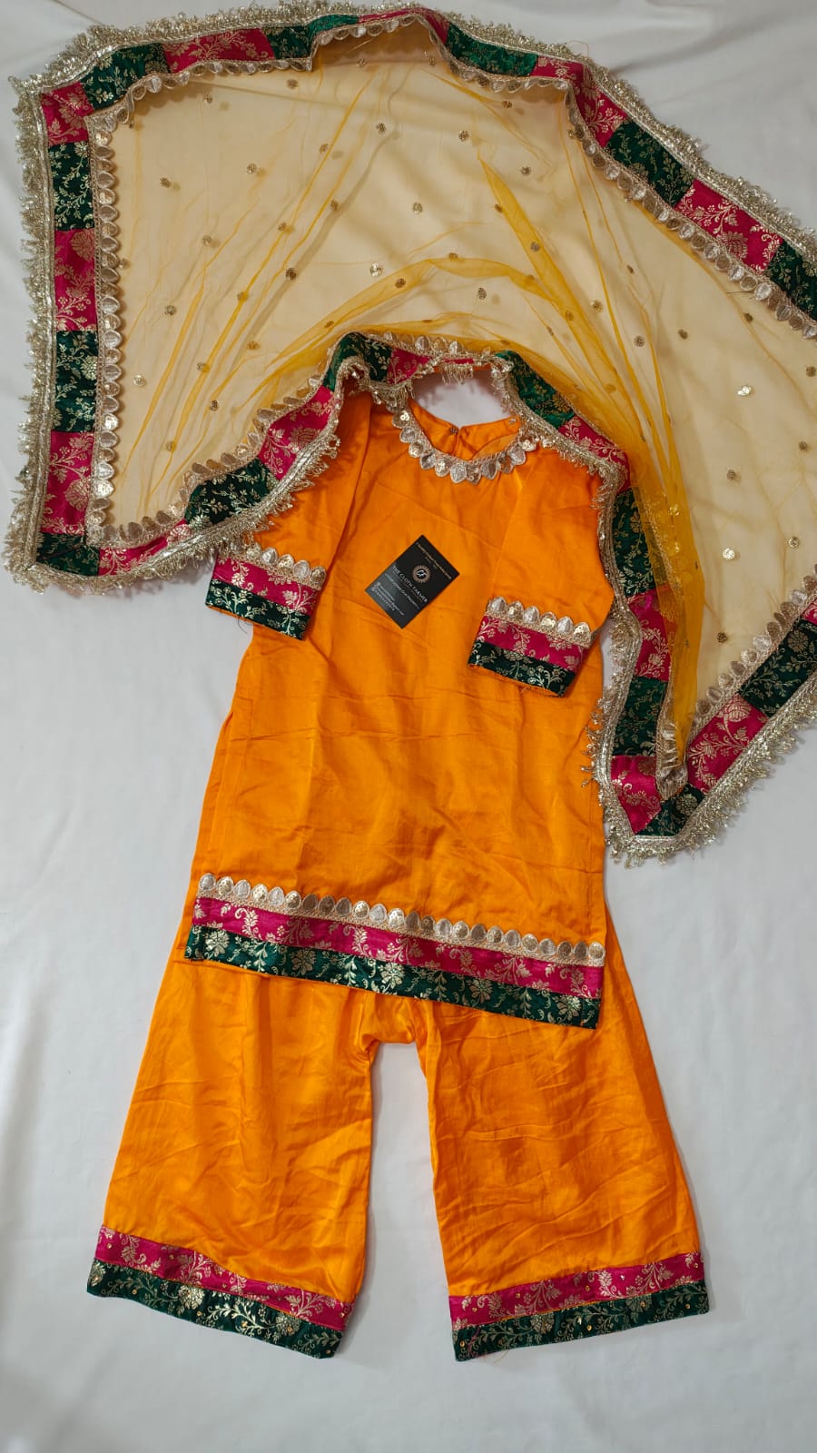 MUSTARD SUIT PLAZO WITH CONTRAST BORDER