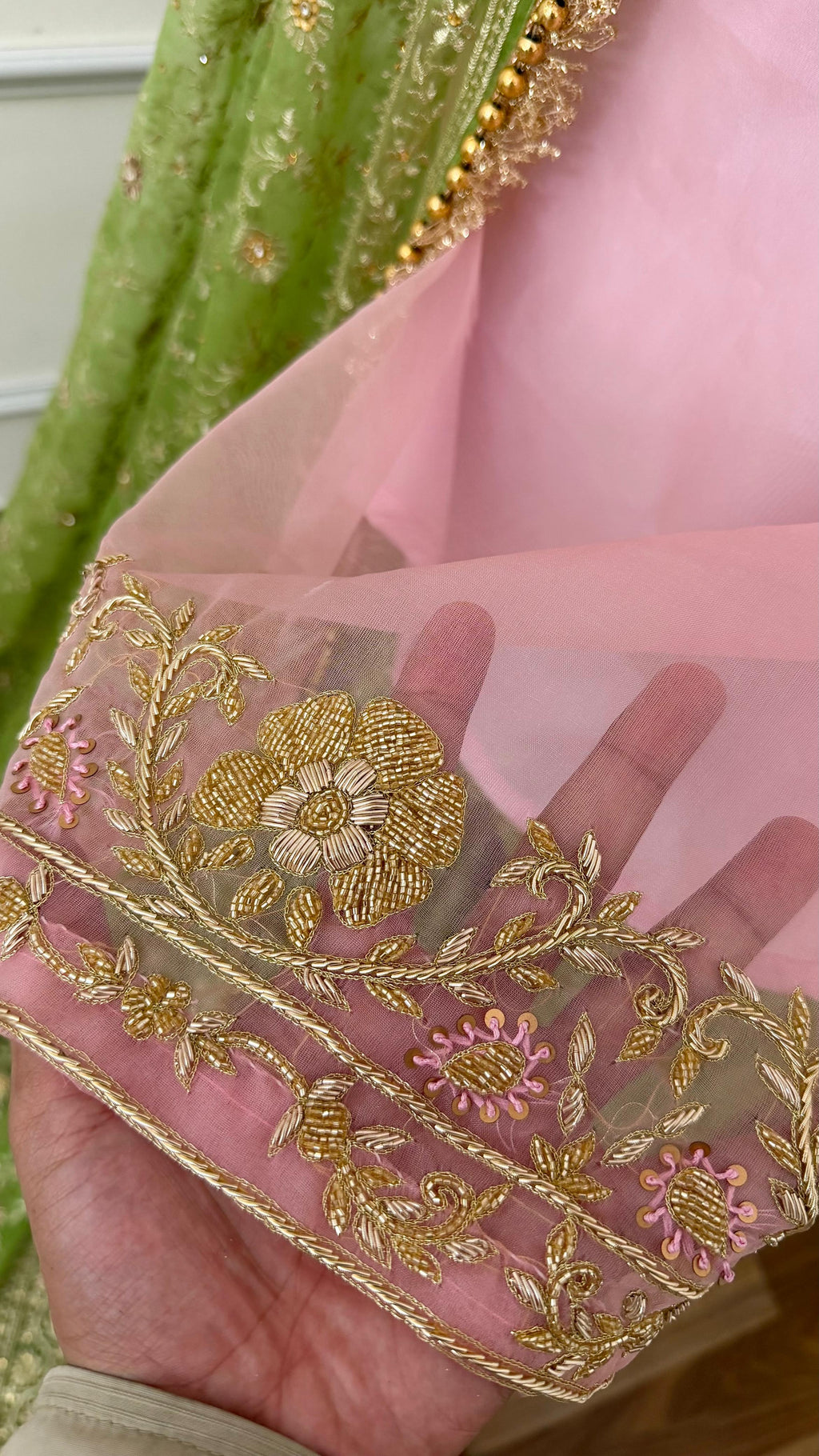 PISTA BABY PINK CONTRAST GHARARA
