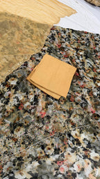 PRINTED CONTRAST SHADE SILKY ORGANZA SILK 3 PIECE SUIT