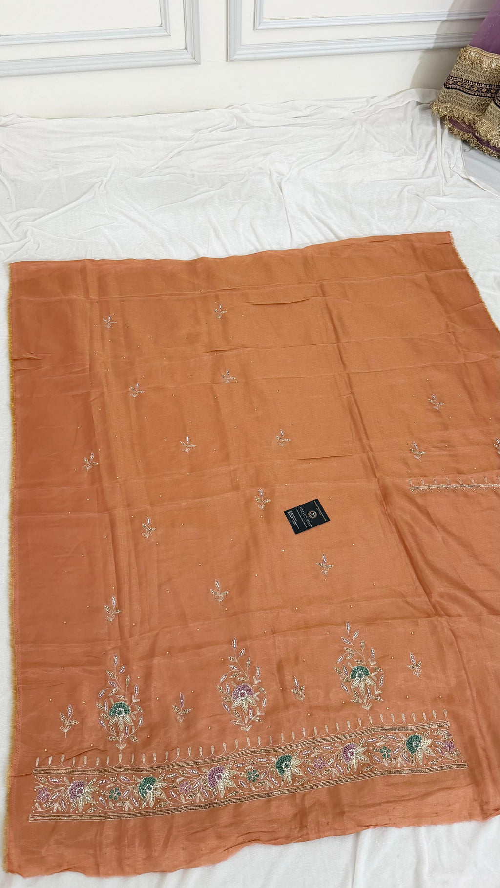 PEACH SHADE SHIMMER SILK ORGANZA SILK 3 PIECE SUIT