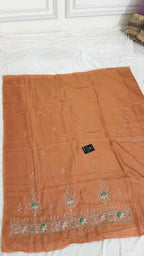 PEACH SHADE SHIMMER SILK ORGANZA SILK 3 PIECE SUIT