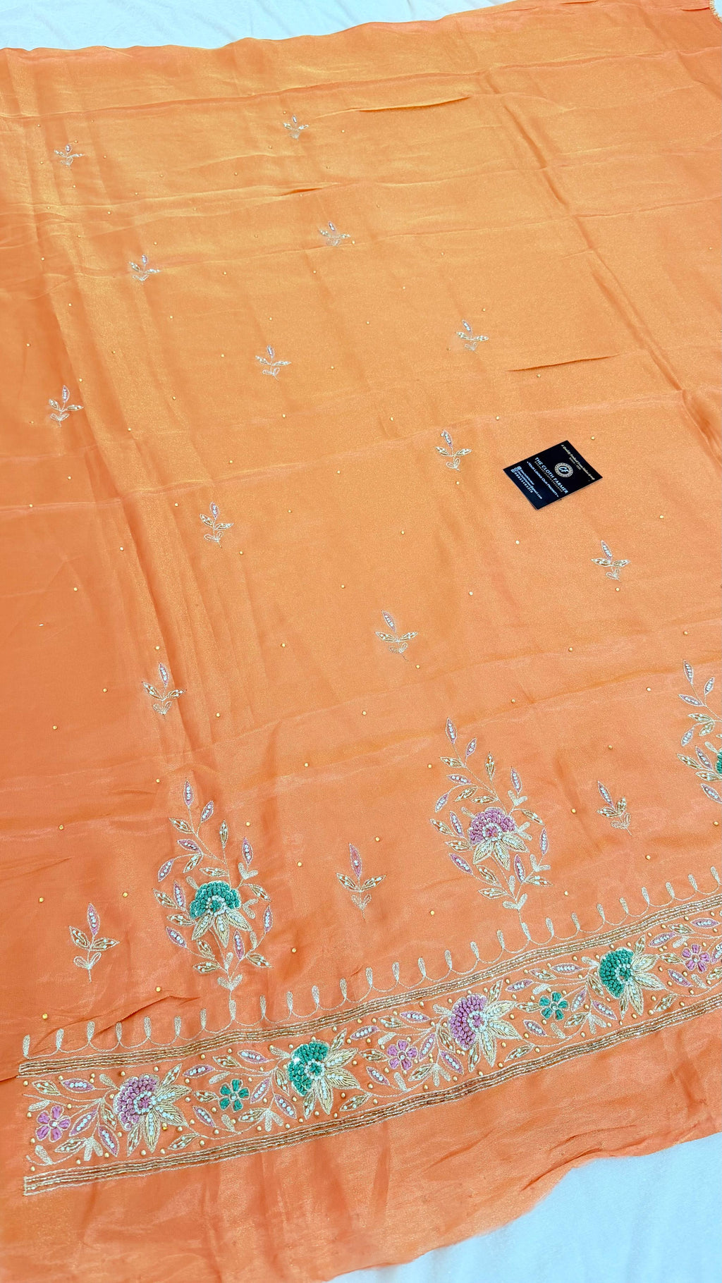 PEACH SHADE SHIMMER SILK ORGANZA SILK 3 PIECE SUIT