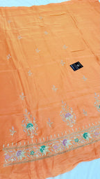 PEACH SHADE SHIMMER SILK ORGANZA SILK 3 PIECE SUIT