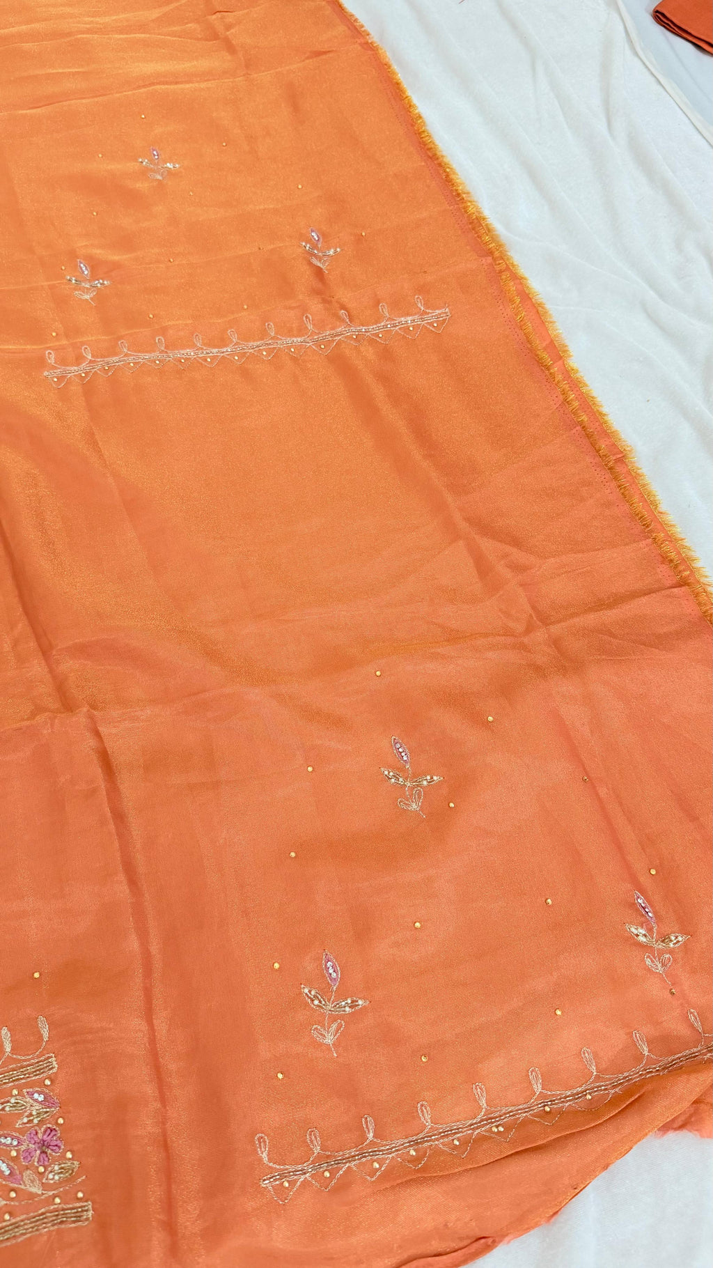 PEACH SHADE SHIMMER SILK ORGANZA SILK 3 PIECE SUIT