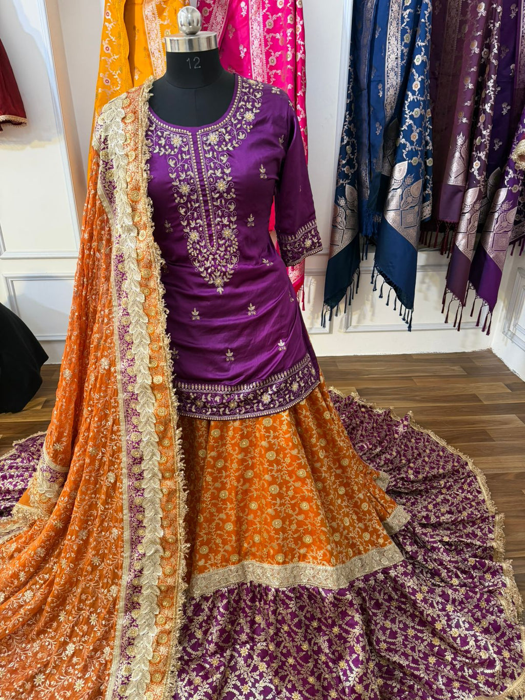 MUSTARD PURPLE FARSHI LEHENGA
