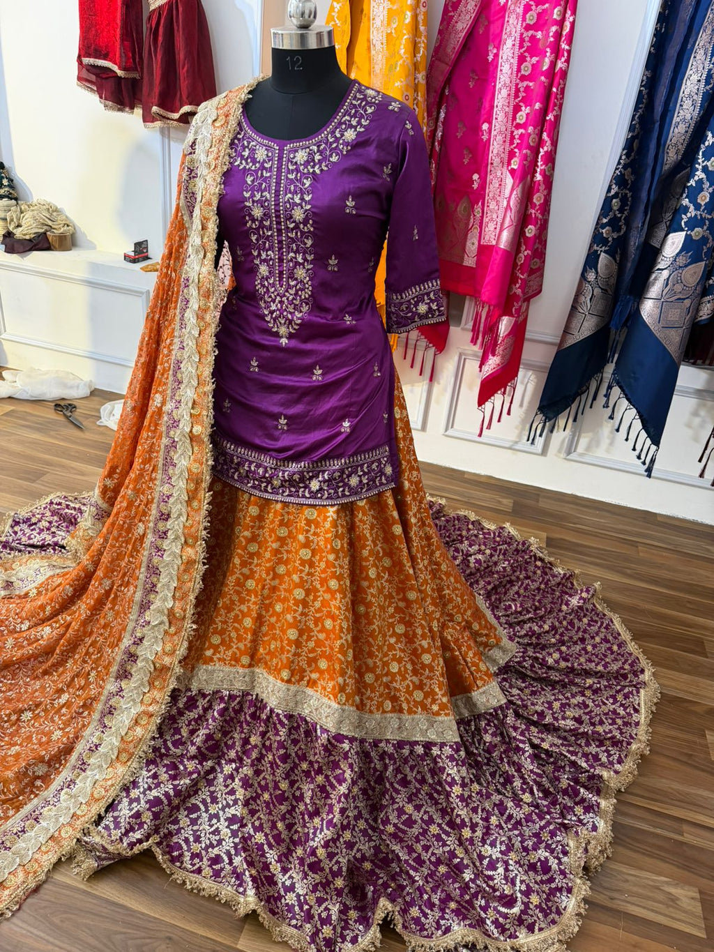MUSTARD PURPLE FARSHI LEHENGA
