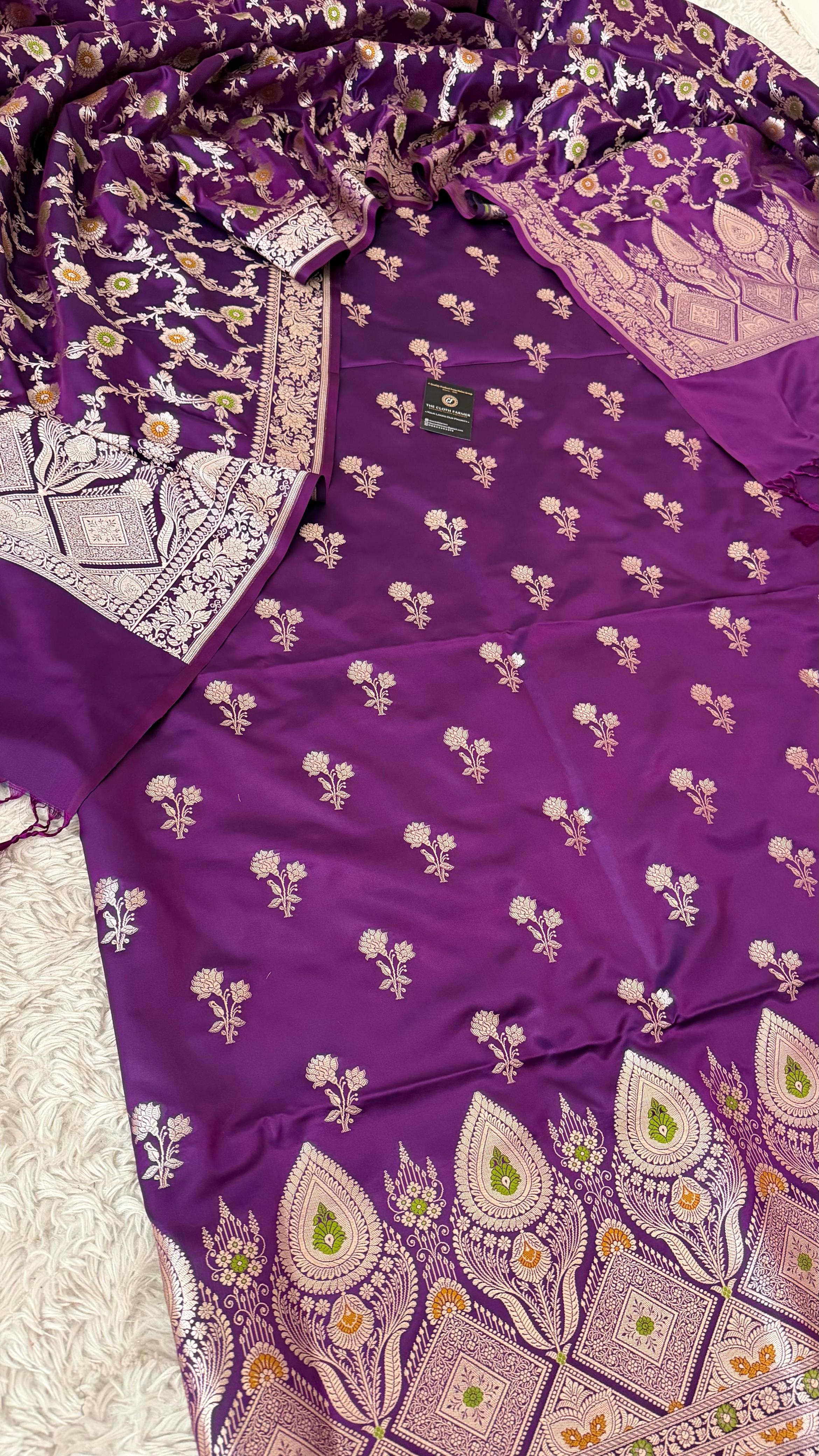 PURPLE COLOR MASHRU SILK 3 PIECE SUIT