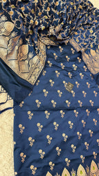 NAVY BLUE MASHRU SILK 3 PIECE SUIT