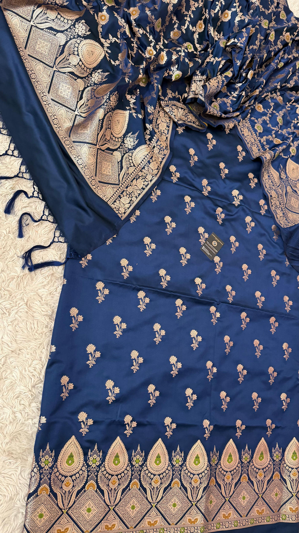 NAVY BLUE MASHRU SILK 3 PIECE SUIT