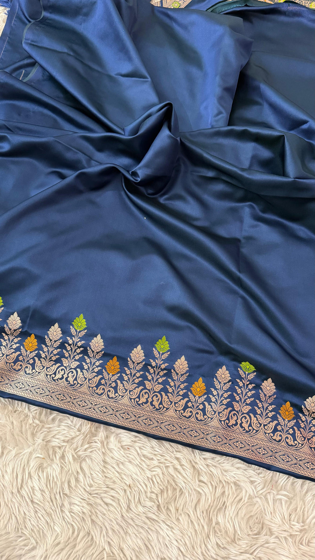 NAVY BLUE MASHRU SILK 3 PIECE SUIT